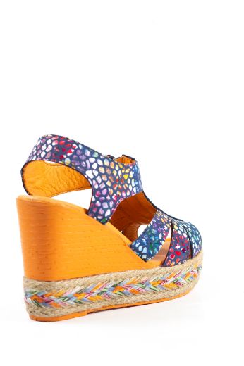 Hakiki Deri Kadın Espadril Sandalet Lacivert resmi
