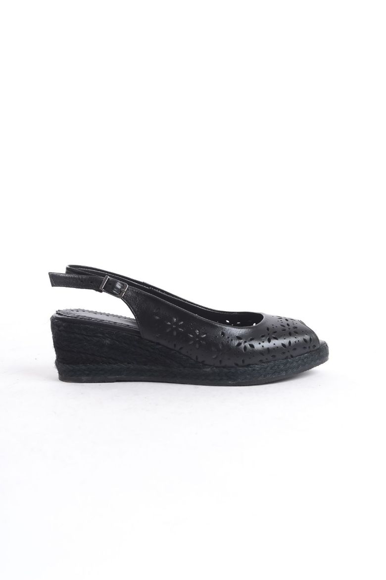 Hakiki Deri 33-34-35 den 41-42-43-44 Numaraya Dolgu Topuk Espadril Siyah resmi