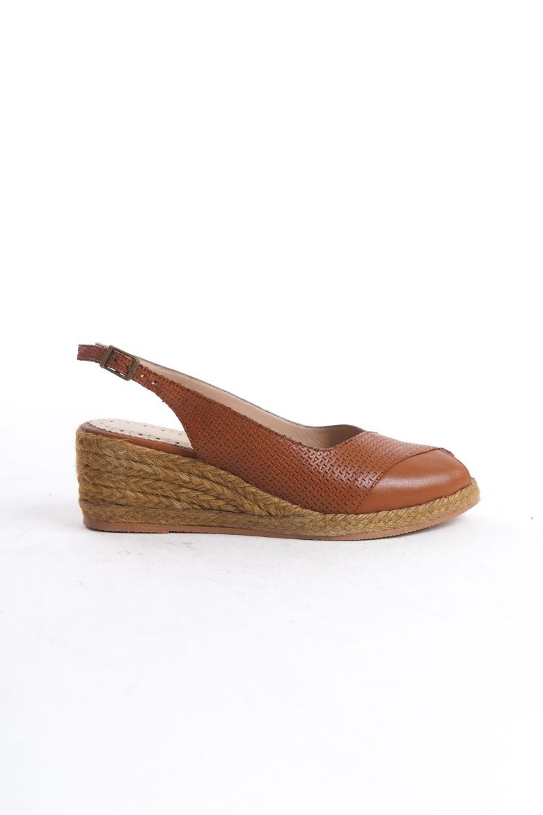 Hakiki Deri 33-34-35 Numaradan 41-42-43-44 Numaraya Dolgu Topuk Espadril Taba resmi