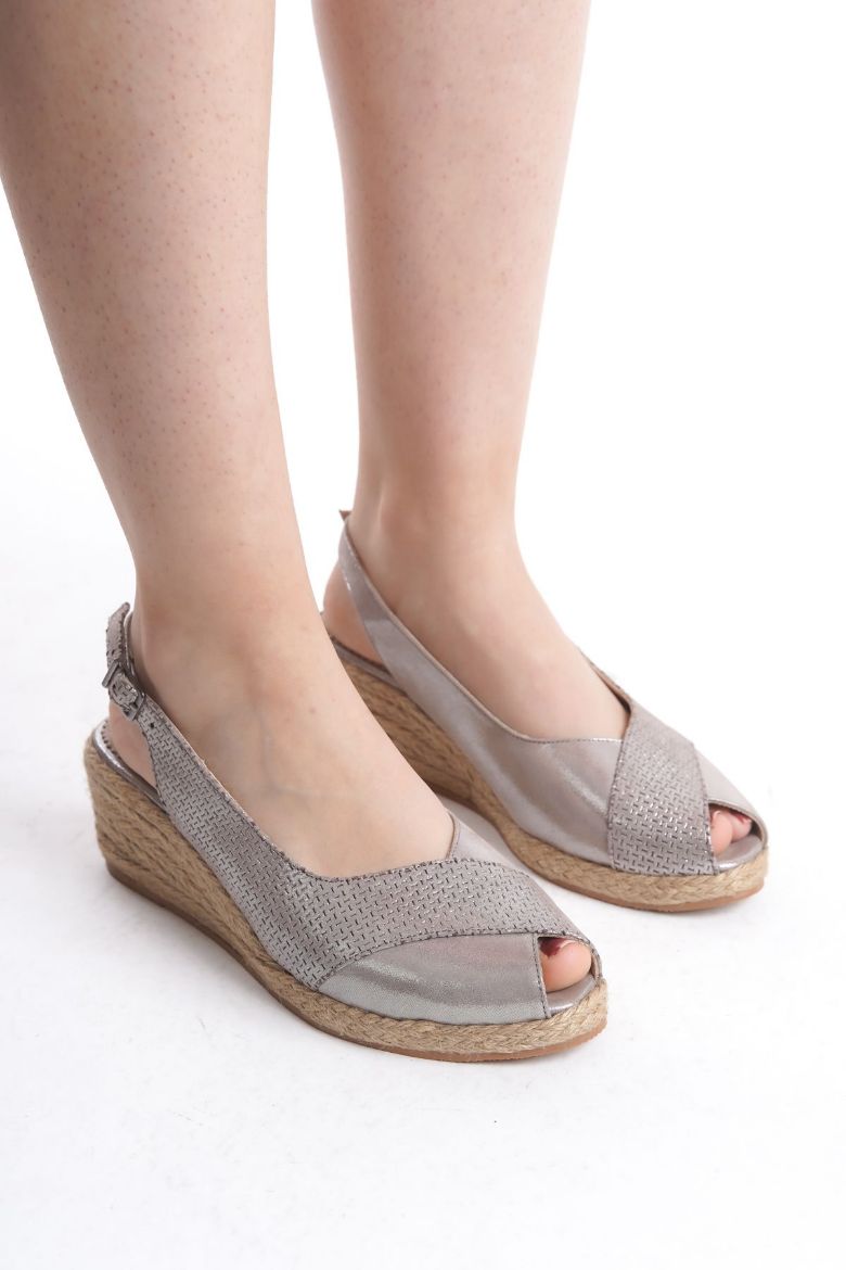 Hakiki Deri 33-34-35 Numaradan 41-42-43-44 Numaraya Dolgu Topuk Espadril Taş resmi