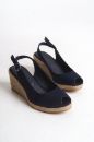 Espadril Kadın Sandalet 33-34-35-41-42-43-44-45 Numara Lacivert Keten