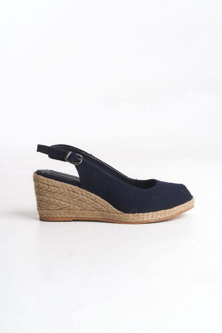 Espadril Kadın Sandalet 33-34-35-41-42-43-44-45 Numara Lacivert Keten resmi