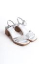 Hakiki Deri 34-35-41-42 Numara Topuklu Örgü Sandalet Silver