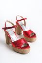 Hakiki Deri Platform  Tabanlı  33-34-35-41 Numara Kadın  Sandalet alev saten