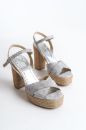 Hakiki Deri Platform  Tabanlı  33-34-35-41 Numara Kadın  Sandalet Gri engerenk