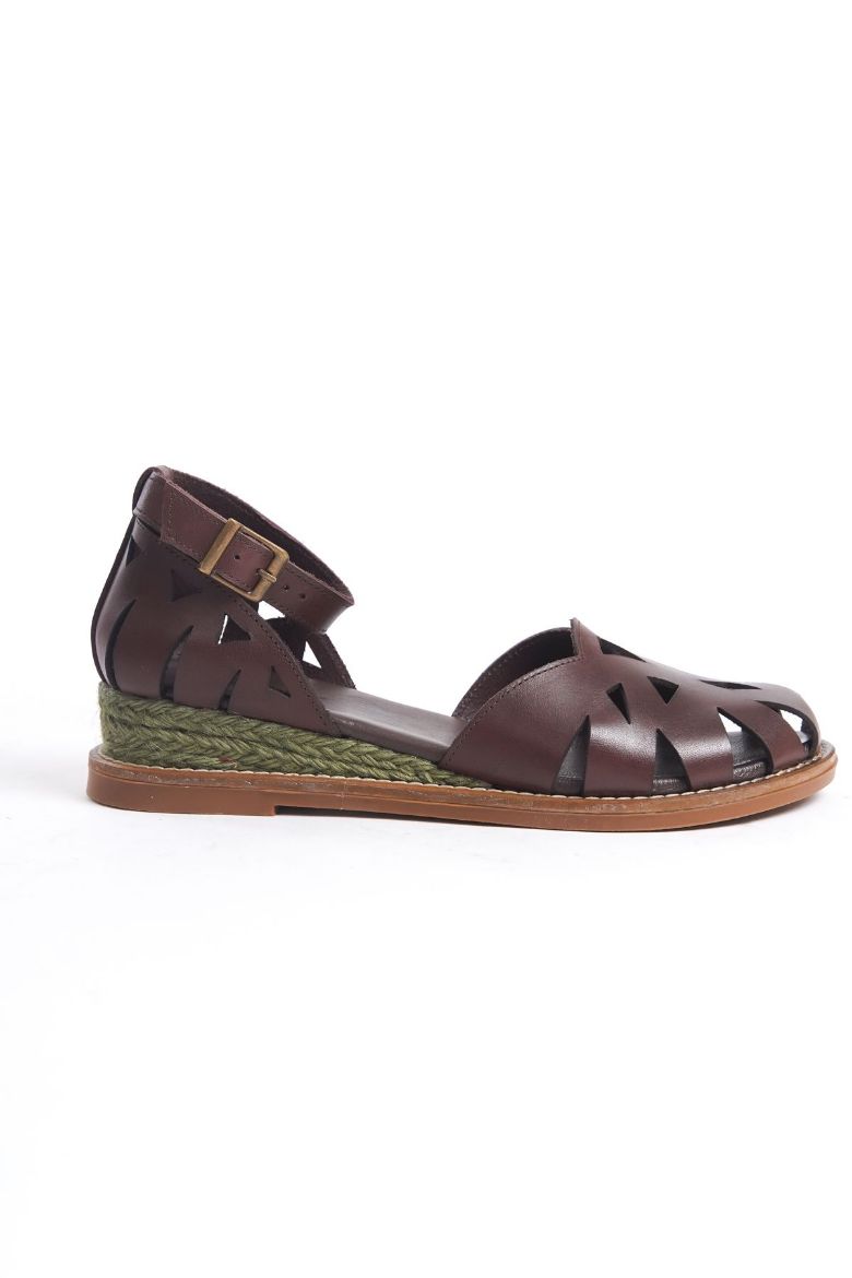 Hakiki Deri Topuklu Sandalet 35-41-42-43-44 Numara kahve vageta resmi