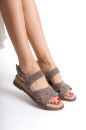 Hakiki Deri Topuklu Sandalet 35-41-42-43-44 Numara VİZON
