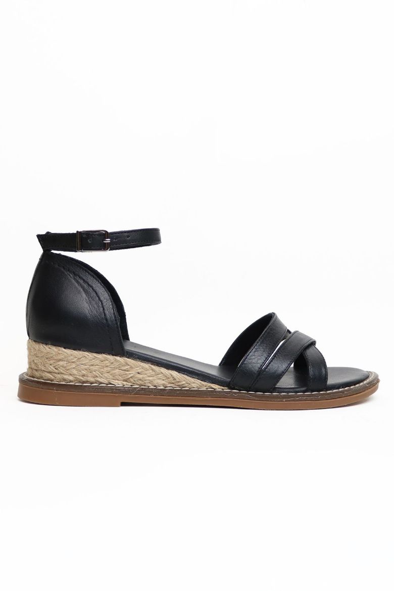 Hakiki Deri Topuklu Sandalet 33-34-35-41-42-43-44 Numara siyah resmi