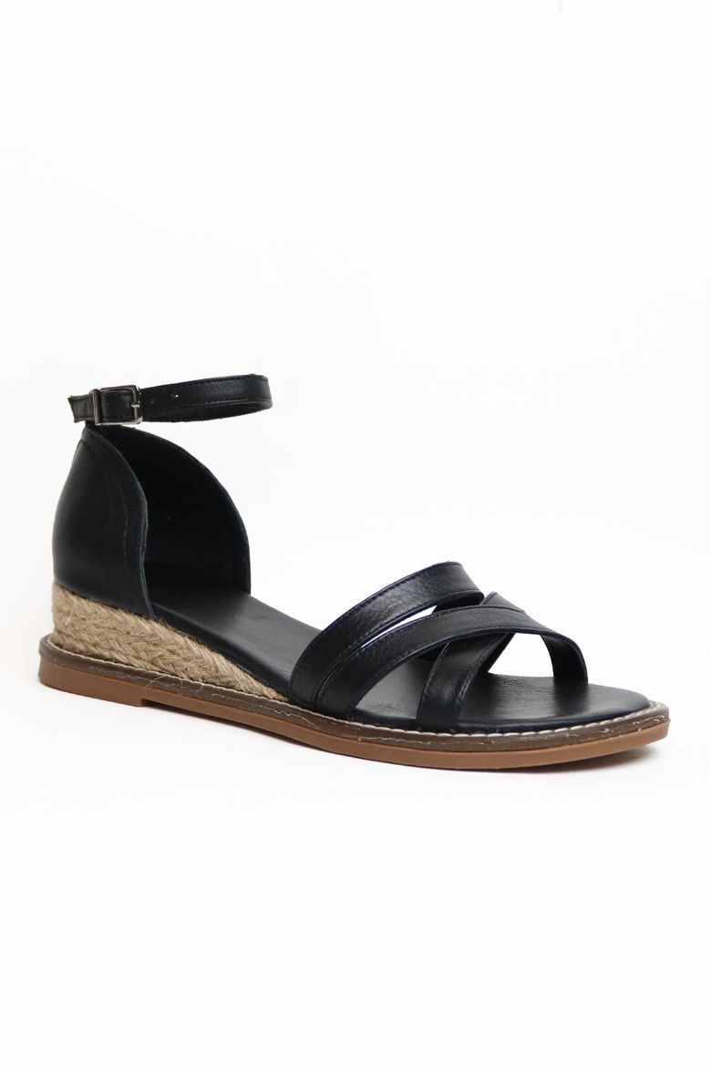 Hakiki Deri Topuklu Sandalet 33-34-35-41-42-43-44 Numara siyah resmi