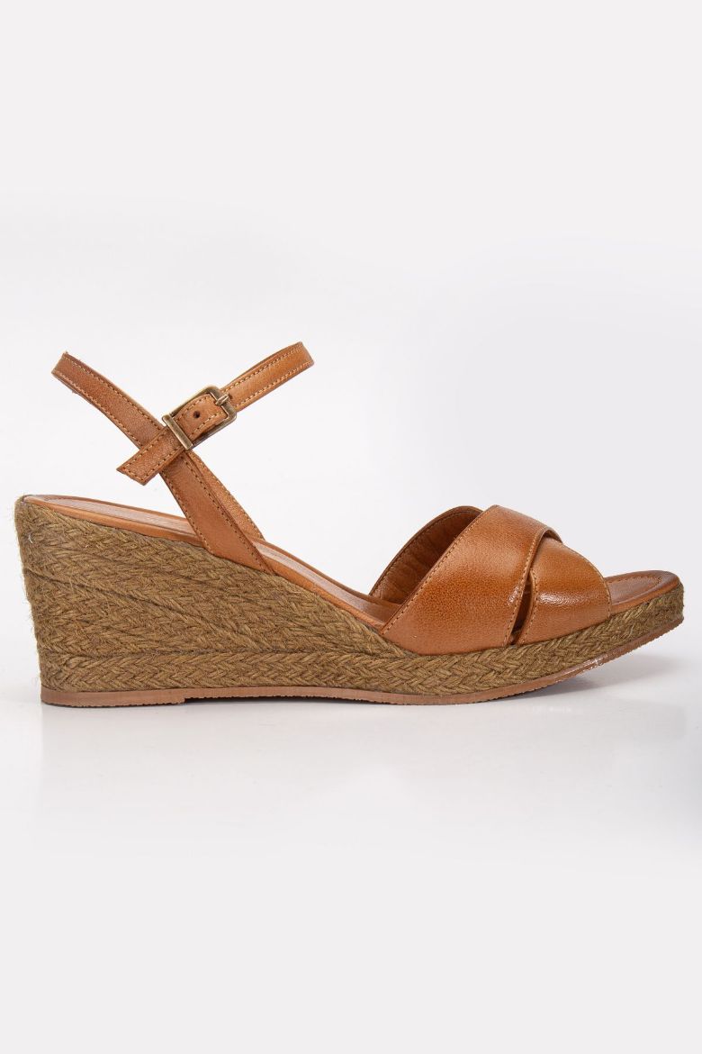 Hakiki Deri 33-34-35 numaradan 41-42-43-44-45 Numaraya Kadar Dolgu Topuk Sandalet Taba resmi