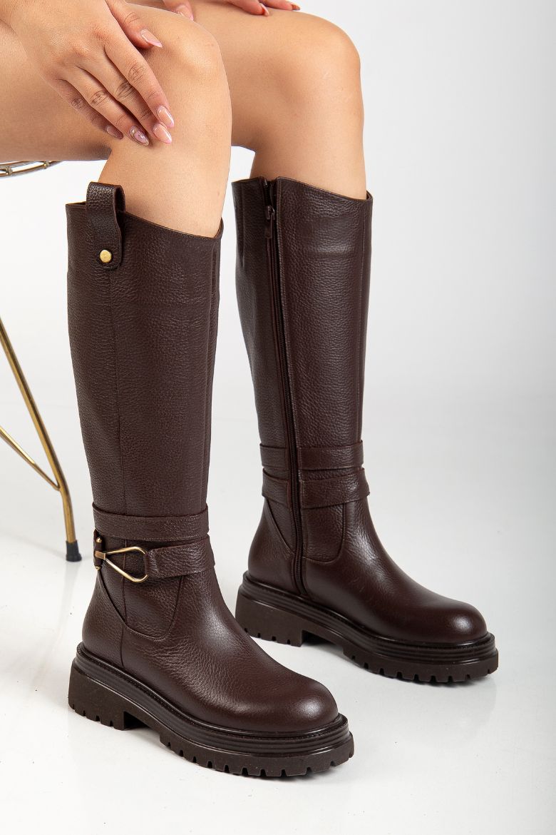 Hakiki Deri 35-36 Numaradan 41-42-43 Numaraya Kadar Kadın Kışlık Çizme Kahverengi resmi