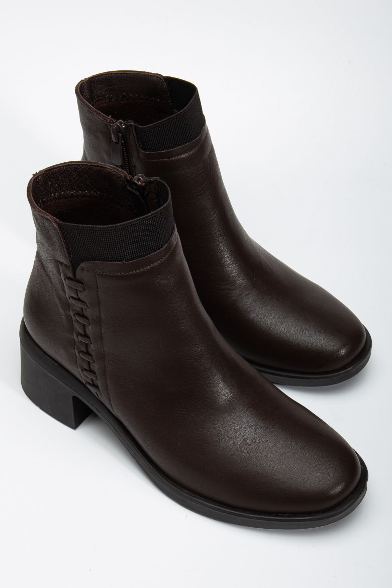 Hakiki Deri 34 Numaradan 41-42 Numaraya Kadar Kadın Kışlık Bot Kahverengi resmi