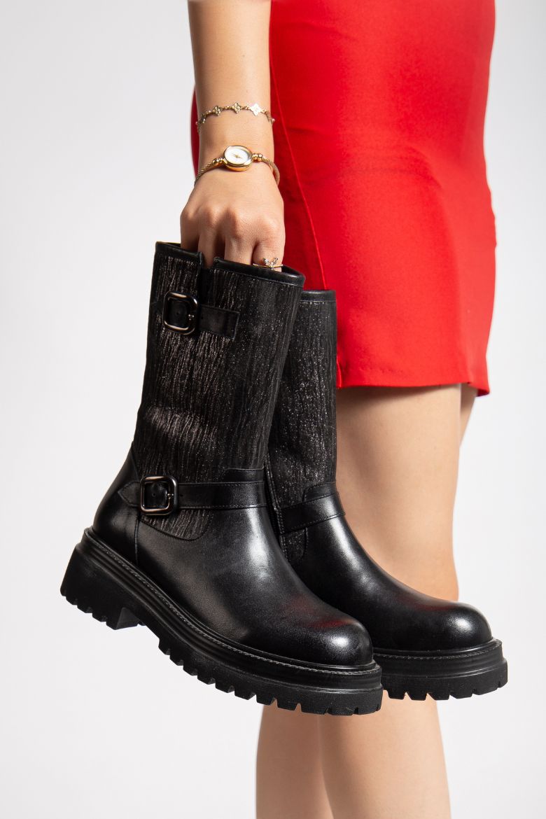 Hakiki Deri 33-34-35 Numaradan 41-42-43 Numaraya Kadar Kadın Kışlık Bot Siyah resmi