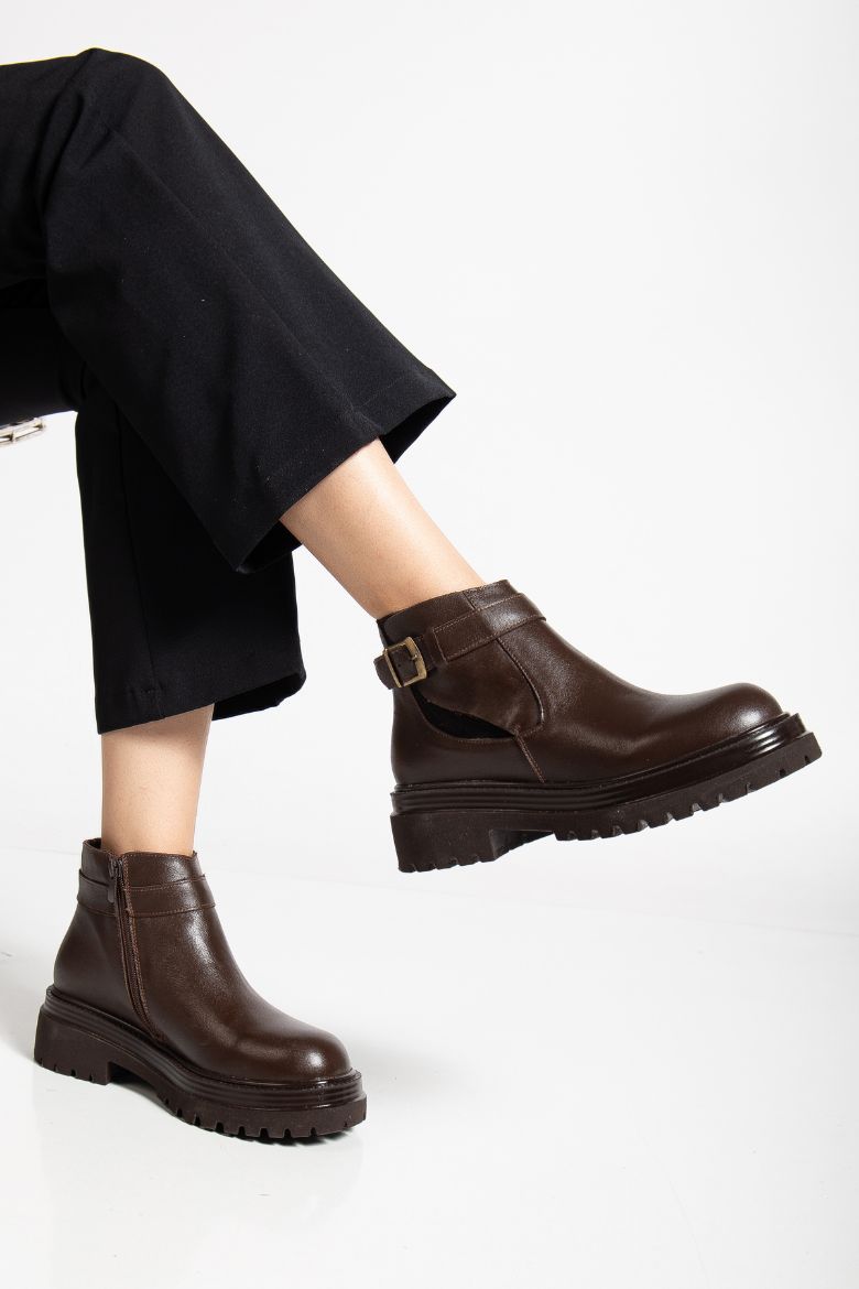 Hakiki Deri 35 Numaradan 41-42-43 Numaraya Kadar Kadın Kışlık Bot Kahverengi resmi