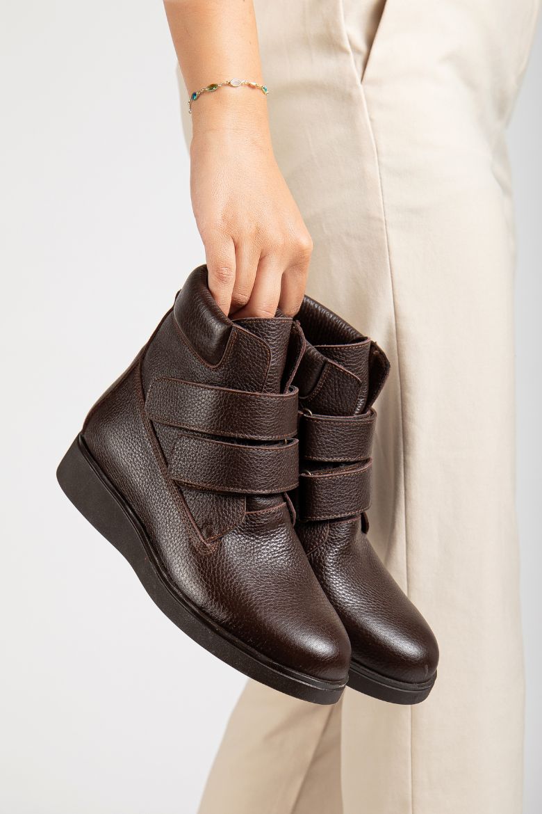 Hakiki Deri 36 Numaradan 41-42 Numaraya Kadar Kadın Kışlık Bot Kahverengi resmi