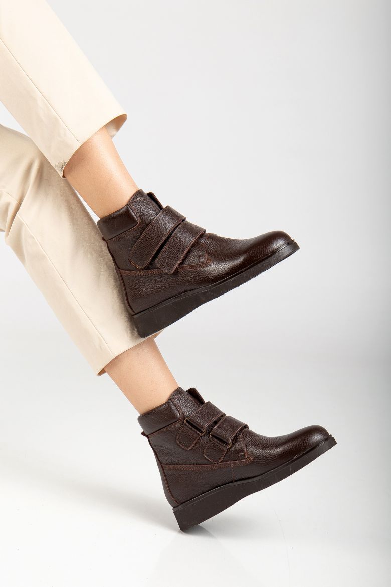 Hakiki Deri 36 Numaradan 41-42 Numaraya Kadar Kadın Kışlık Bot Kahverengi resmi