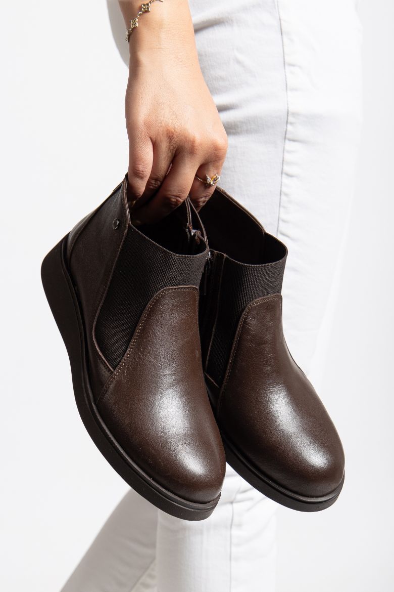 Hakiki Deri 36 Numaradan 41-42 Numaraya Kadar Kadın Kışlık Bot Kahverengi resmi