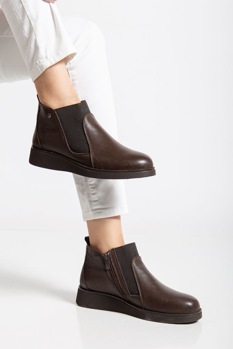 Hakiki Deri 36 Numaradan 41-42 Numaraya Kadar Kadın Kışlık Bot Kahverengi resmi