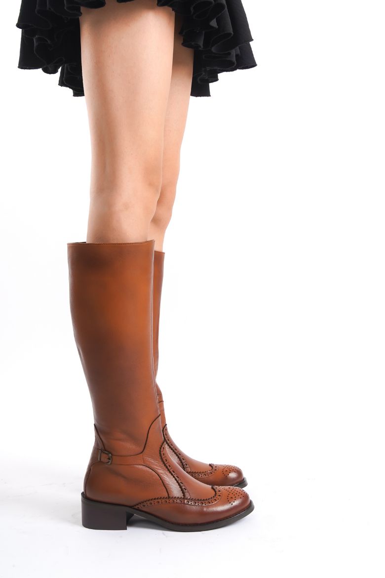 Hakiki Deri Kışlık Kadın Çizme 33-34-35-41-42-43-44-45 Numara taba resmi