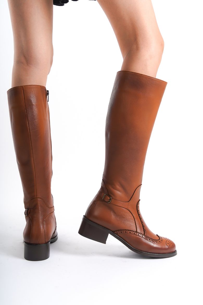 Hakiki Deri Kışlık Kadın Çizme 33-34-35-41-42-43-44-45 Numara taba resmi