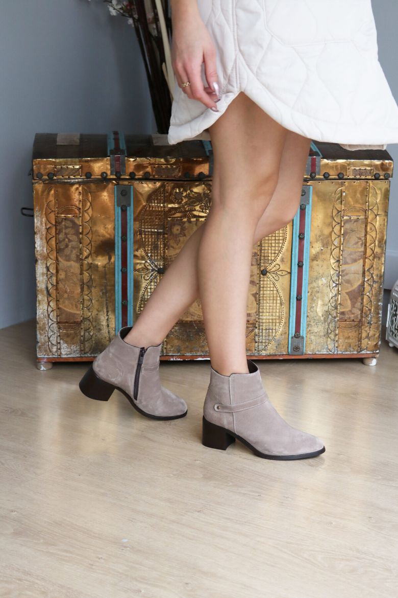 Hakiki Deri 33-34-35-41-42-43-44-45 Kışlık Bot bej süet resmi