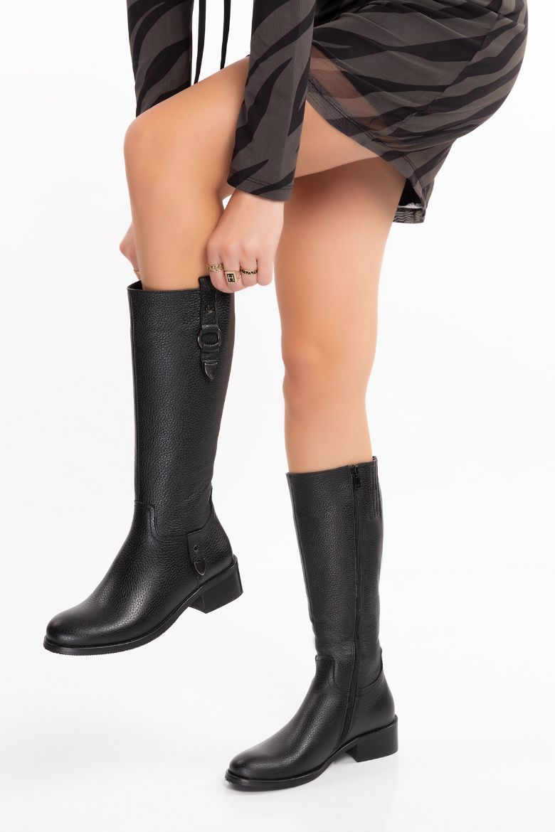 Hakiki Deri 33-34-35-41-42-43-44-45 Numara Kadın Çizme siyah resmi