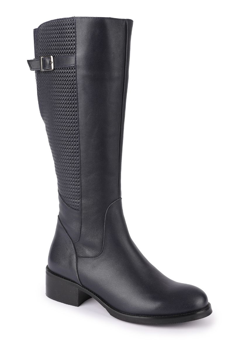 Hakiki Deri Kışlık Kadın Çizme 33-34-35-41-42-43-44-45 Numara lacivert resmi