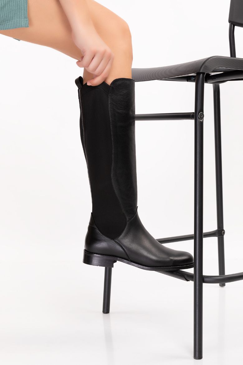 Hakiki Deri 33-34-35-41-42-43-44-45 Numara Kışlık Kadın Çizme siyah resmi