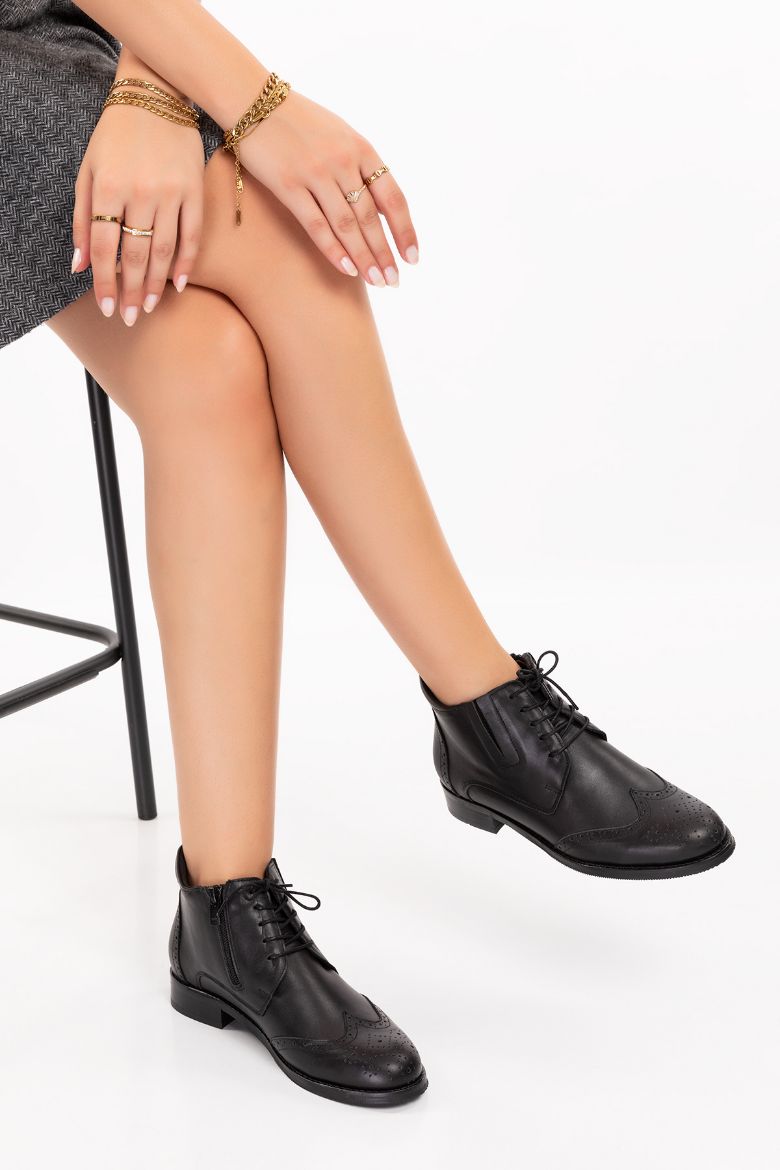 Hakiki Deri 33-34-35-41-42-43-44-45 Numara Kışlık Kadın Bot siyah resmi