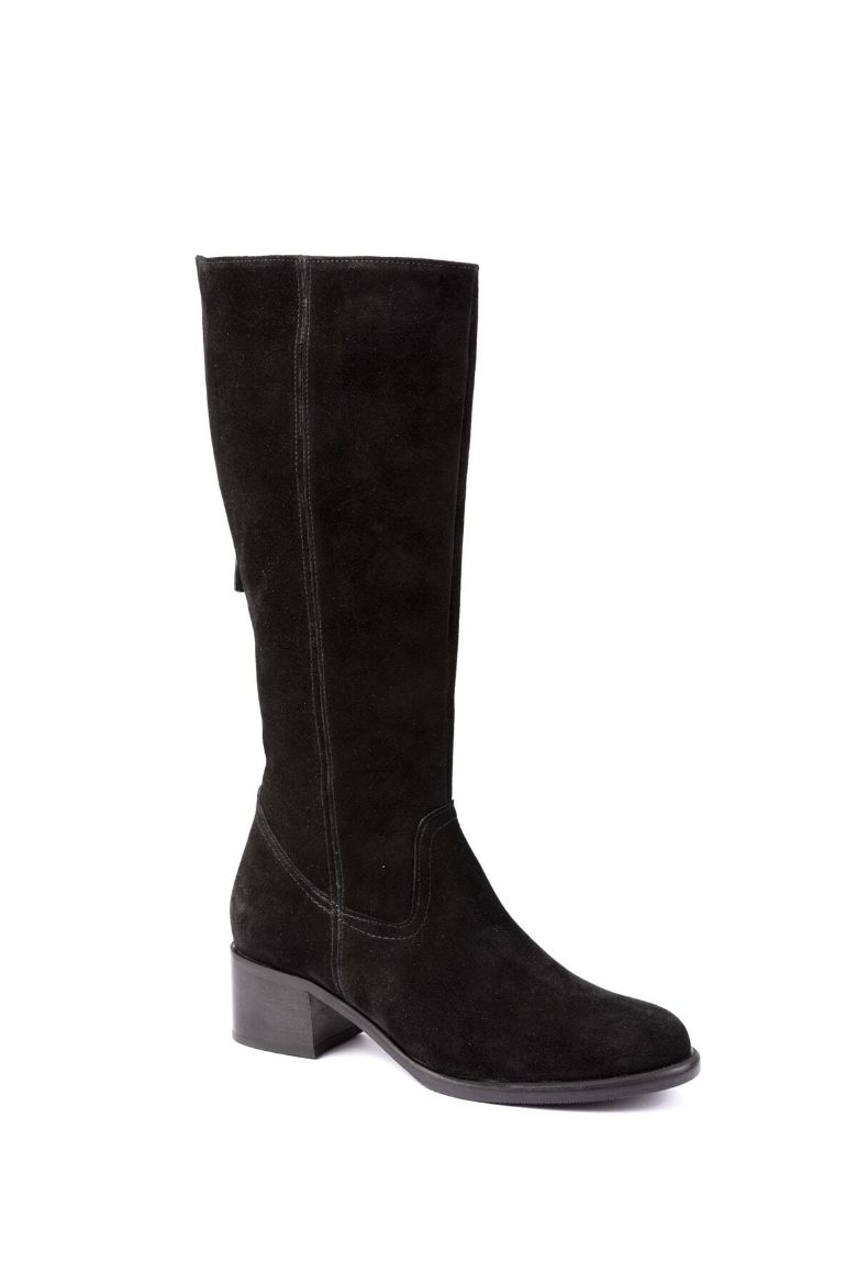 Iç Astarı Gerçek Koyun Kürkü Baldırı Geniş Hakiki Süet Deri Kadın Çizme 34-35-41-42-43-44 Numara Siyah resmi