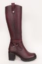 Deri Iç Astarı Kürklü Kadın Uzun Çizme 41 Numara Bordo