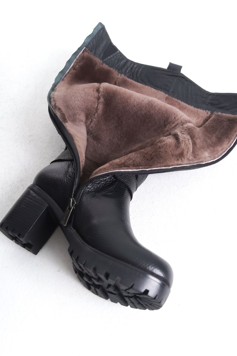Deri Iç Astarı Kürklü Kadın Uzun Çizme 41 Numara Siyah resmi