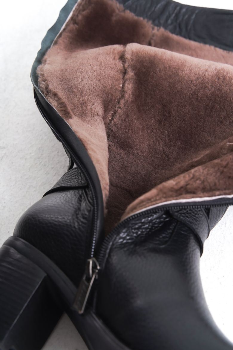 Deri Iç Astarı Kürklü Kadın Uzun Çizme 41 Numara Siyah resmi