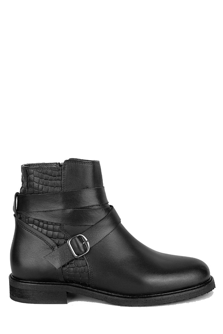 Siyah Hakiki Deri Büyük Numara Kadın Bot Siyah resmi