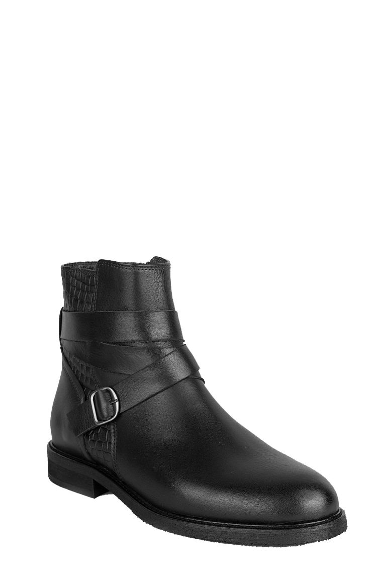 Siyah Hakiki Deri Büyük Numara Kadın Bot Siyah resmi