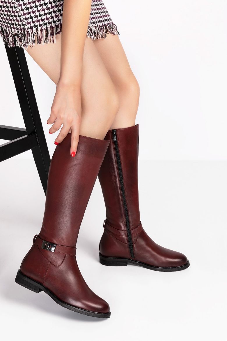Hakiki Deri 36 Numaradan 41-42-43-44 Numaraya Kadar Kadın Çizme Bordo resmi