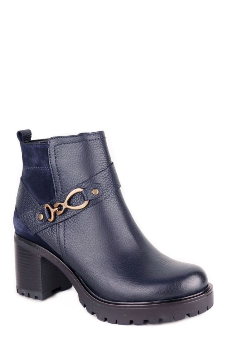 Lacivert Hakiki Deri Kadın Bot Lacivert resmi