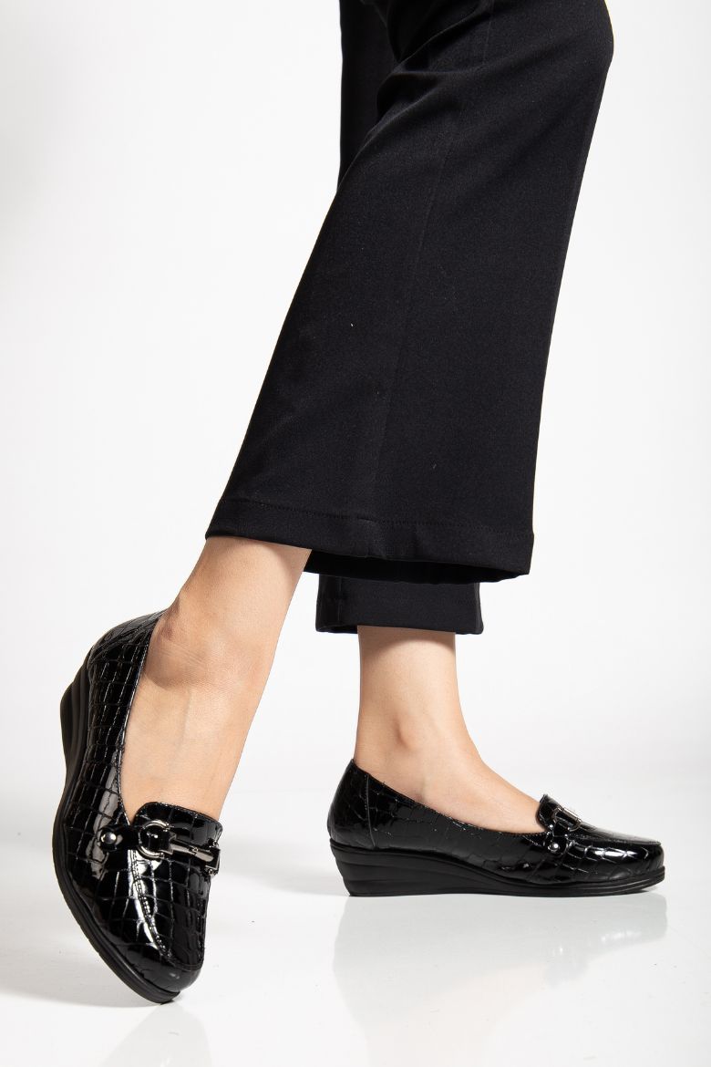 Hakiki Deri 33-34-35-36 Numaradan 41-42-43-44-45 Numaraya Kadar Comfort Kadın Ayakkabı Siyah resmi