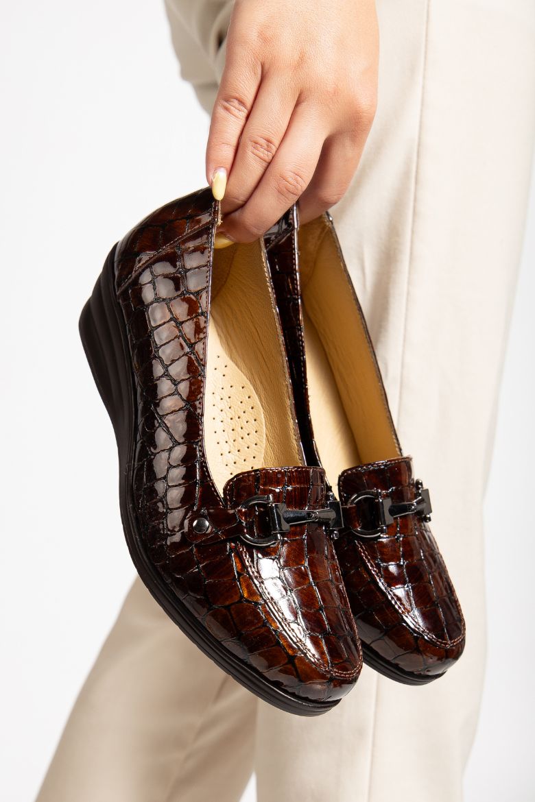 Hakiki Deri 33-34-35-36 Numaradan 41-42-43-44-45 Numaraya Kadar Comfort Kadın Ayakkabı Kahverengi resmi