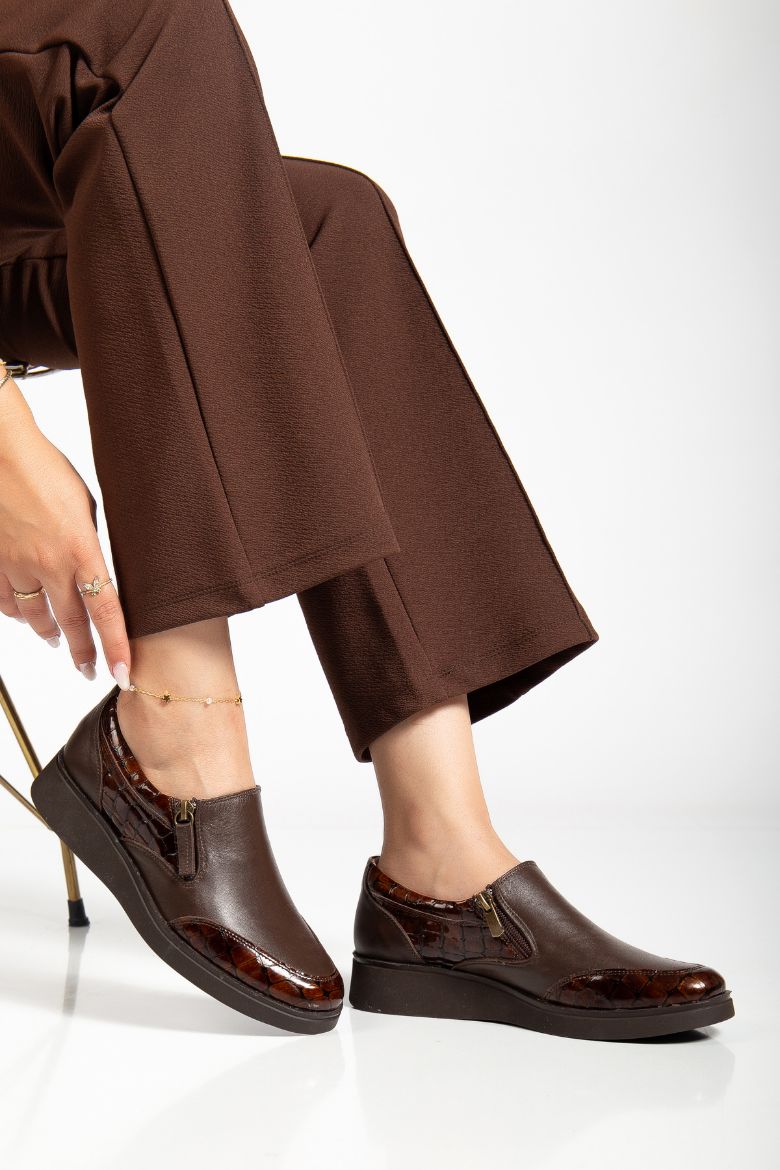 Hakiki Deri 36 Numaradan 41-42 Numaraya Kadar Comfort Kadın Ayakkabı Kahverengi resmi