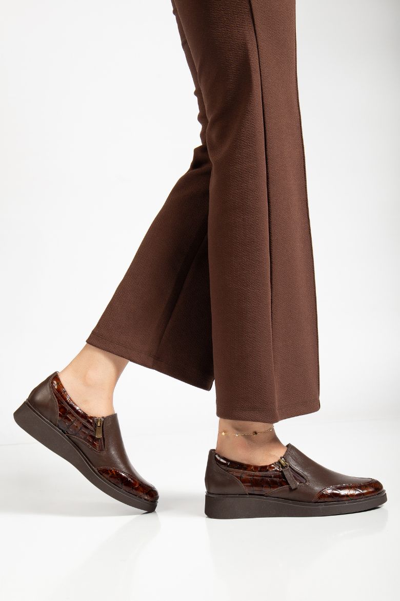 Hakiki Deri 36 Numaradan 41-42 Numaraya Kadar Comfort Kadın Ayakkabı Kahverengi resmi