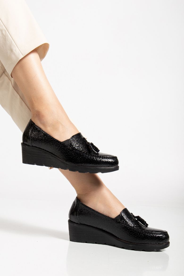 Hakiki Deri 36 Numaradan 41-42 Numaraya Kadar Comfort Kadın Ayakkabı Siyah resmi