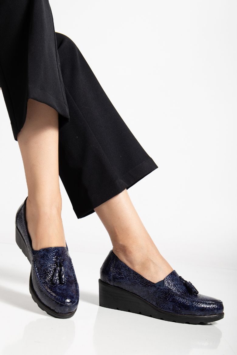 Hakiki Deri 36 Numaradan 41-42 Numaraya Kadar Comfort Kadın Ayakkabı Lacivert resmi