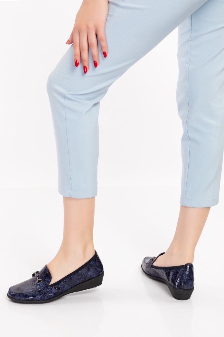 Hakiki Deri Comfort Ayakkabı 36-41 lacivert rugan resmi