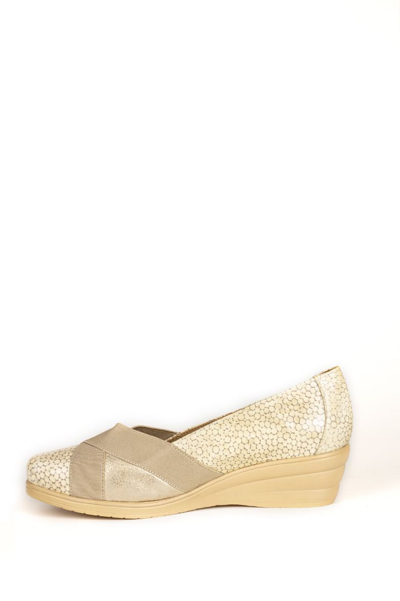 Hakiki Deri Kadın Ayakkabısı Krem resmi