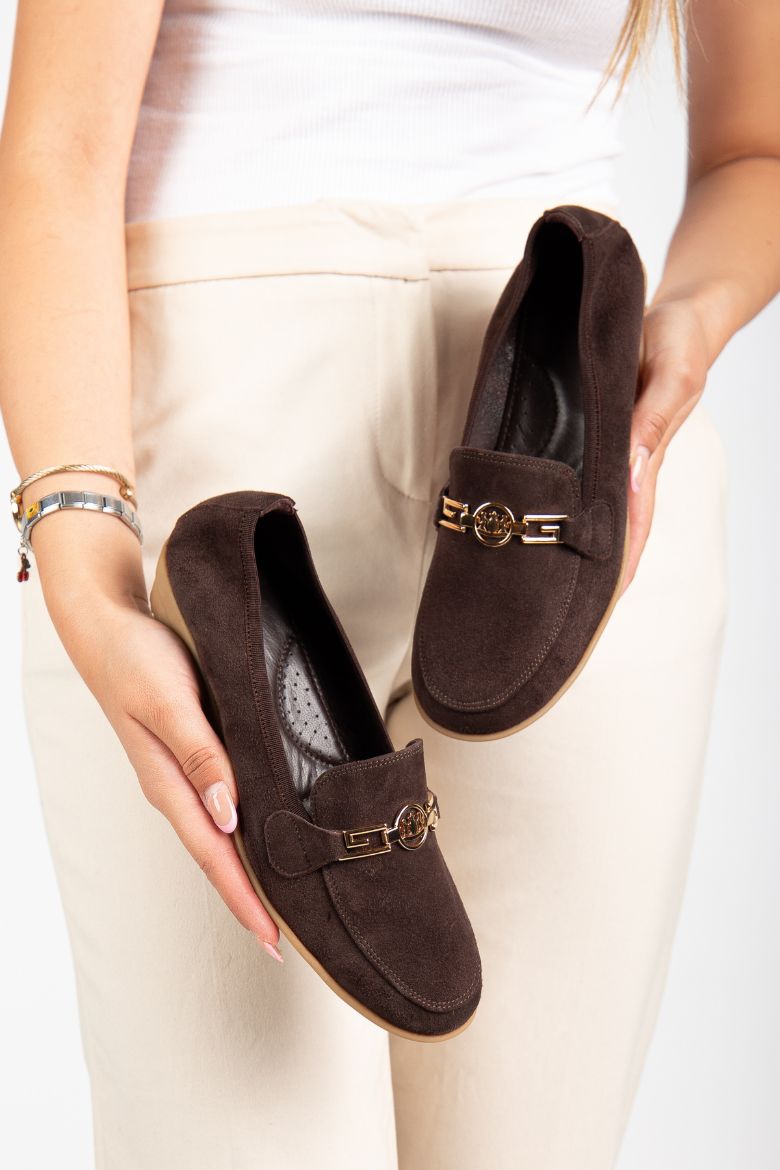 Hakiki Deri Yumuşak Tabanlı 36 Numaradan 41 Numaraya Kadar Loafer Ayakkabı Kahverengi resmi