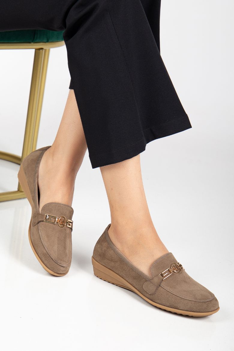 Hakiki Deri Yumuşak Tabanlı 36 Numaradan 41 Numaraya Kadar Loafer Ayakkabı Vizon resmi