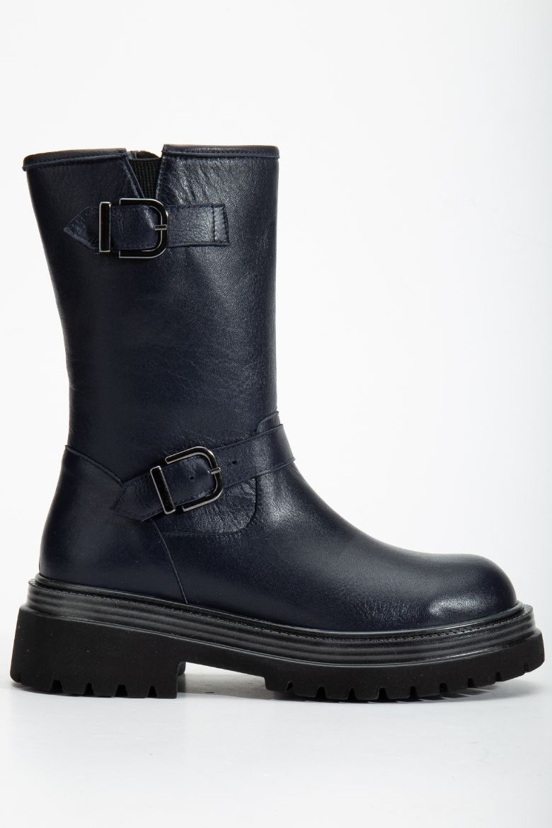 Hakiki Deri 33-34-35 Numaradan 41-42-43 Numaraya Kadar Kadın Kışlık Bot Lacivert resmi