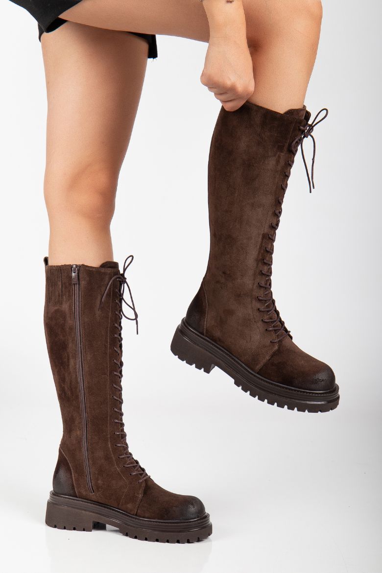 Hakiki Deri 35-36 Numaradan 41-42-43 Numaraya Kadar Kadın Kışlık Çizme Kahverengi resmi