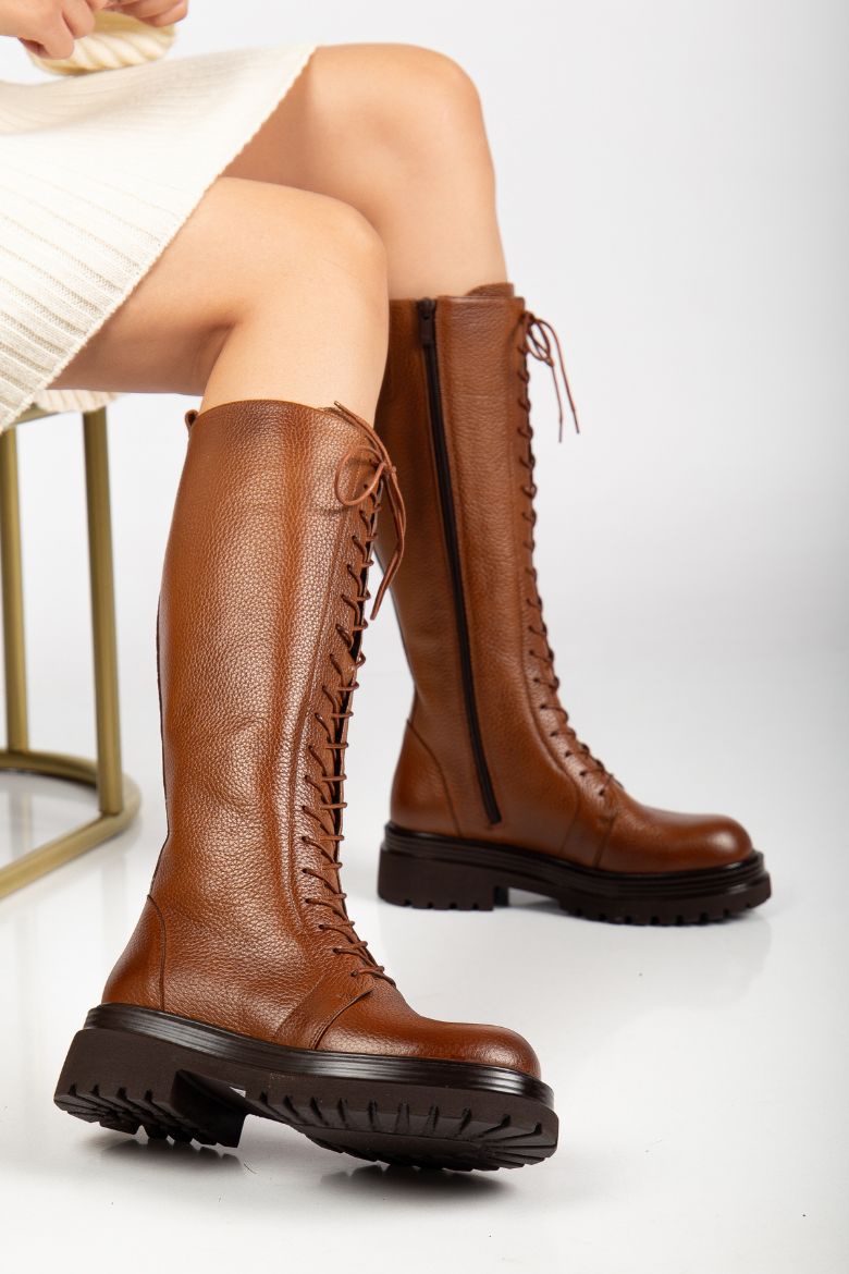 Hakiki Deri 33-34-35 Numaradan 41-42-43 Numaraya Kadar Kadın Kışlık Çizme Fındık resmi